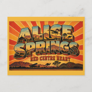 Alice Springs Red Centre Heart Vintage Art Postkarte