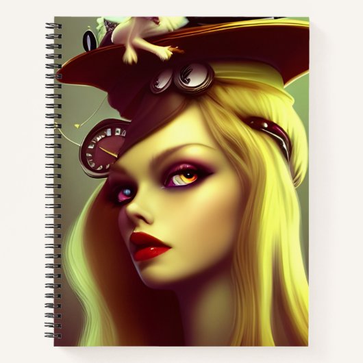 Alice Steampunk AI Generated Spiral Notebook Notizblock (Vorderseite)
