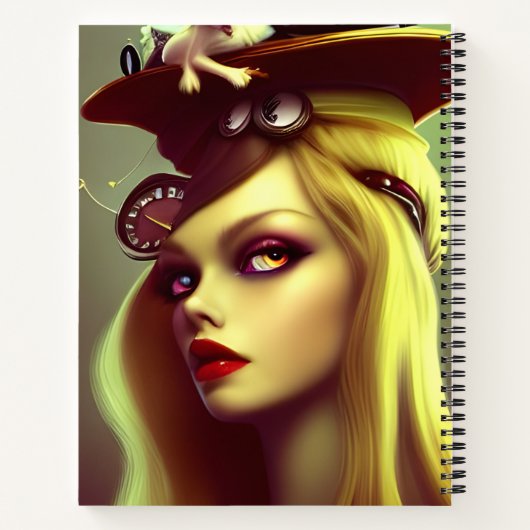 Alice Steampunk AI Generated Spiral Notebook Notizblock (Rückseite)