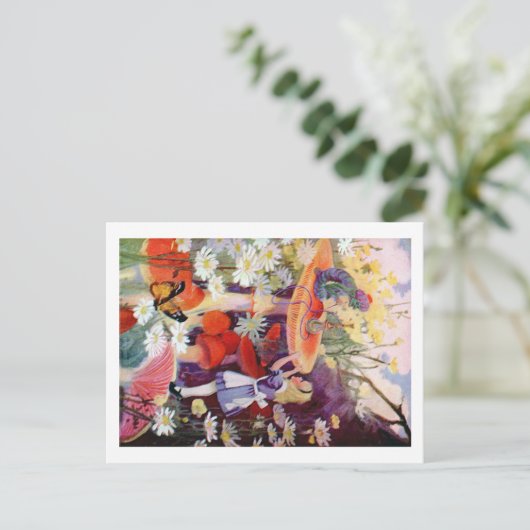 Alice sucht Rat von der Raupe Postkarte (Stehend Vorderseite)