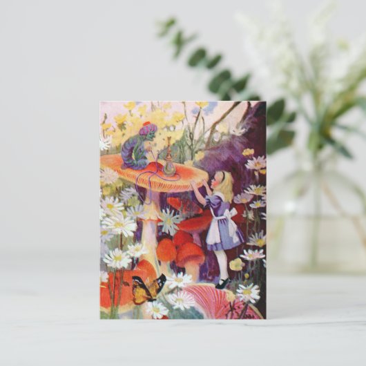 Alice sucht Rat von der Raupe Postkarte (Stehend Vorderseite)
