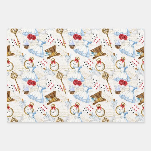 Alice Tea Party Design Geschenkpapier Set (Vorderseite 2)