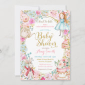 Alice Tea Party Kinderdusche Einladung (Vorderseite)