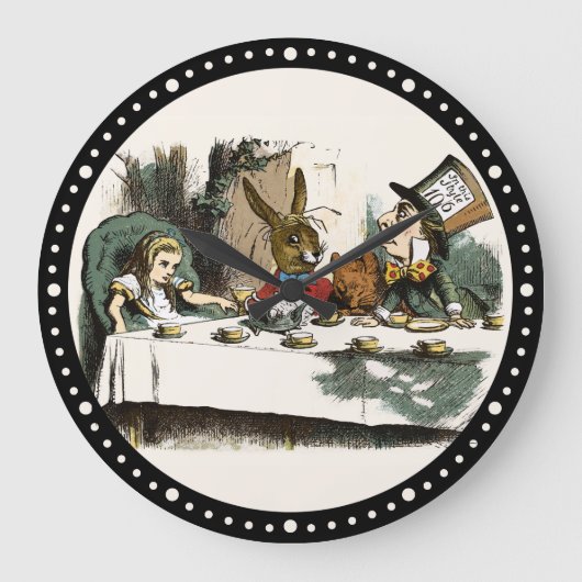 Alice Tea Party Mad Hatter Große Wanduhr (Vorderseite)