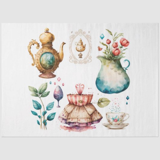 Alice Tea Party Serie Design 3 Seidenpapier (Vorderseite)