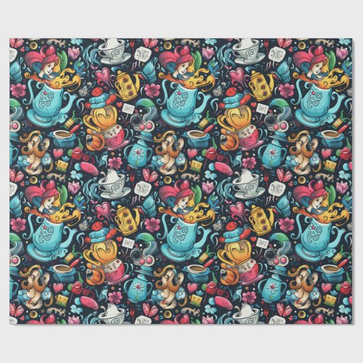 Alice Tea Party Theme Geschenkpapier (Flach)