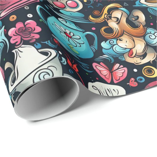Alice Tea Party Theme Geschenkpapier (Rolleneckpunkt)