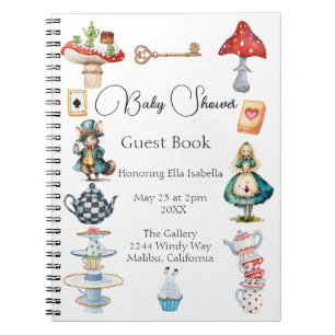 Alice Tea Party Themed Baby Shower Guest Notizblock