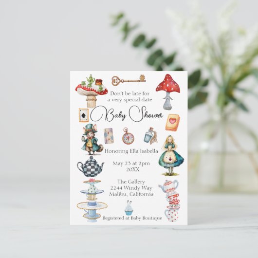 Alice Tea Party Themed Postkarte (Stehend Vorderseite)