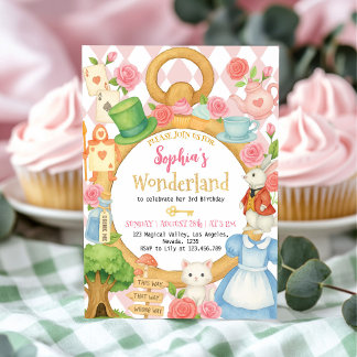 Alice Tea Party Wonderland Einladung zum Geburtsta