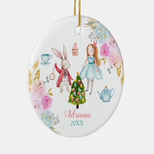 Alice Tea Pink Blumenreath Alice Ornament (Rechts)