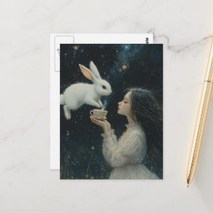 Alice Tee mit der Kaninchen-Fantasie Postkarte
