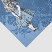 Alice-Teekanne-blaues Vintages Damast-Seidenpapier Seidenpapier (Ausschnitt)