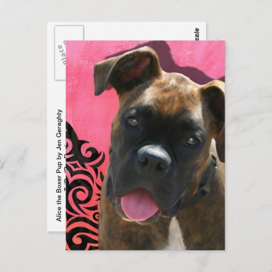 Alice the Boxer Pup von Jen Geraghty Postkarte (Vorne/Hinten)