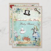 Alice & the Cheshire Cat Wonderland Baby Shooter Einladung (Vorne/Hinten)