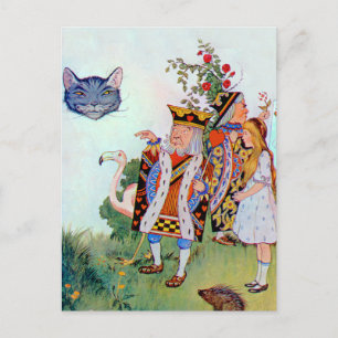 Alice, The King of Hearts & the Cheshire Cat Postkarte