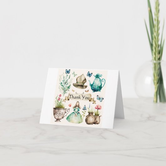 Alice-Thema Dankeskarte (Vorderseite)