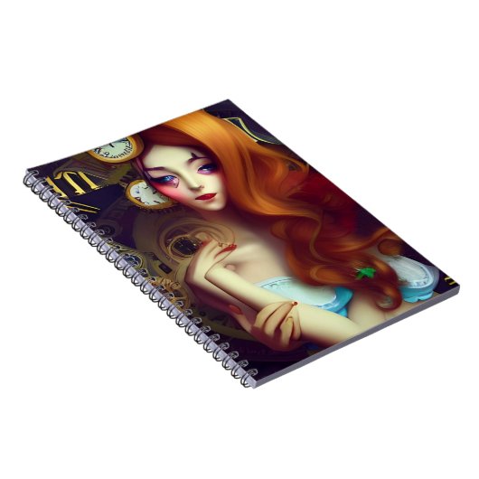 Alice Time Behalte das Moving AI Generated Art Not Notizblock (Rechte Seite)