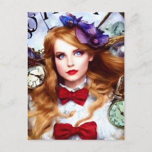 Alice Time Behalte das Verschieben von künstlerisc Postkarte