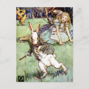 Alice trifft auf eine Ablenkung durch ein Kaninche Postkarte