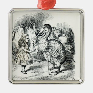 Alice trifft den Dodo Silbernes Ornament