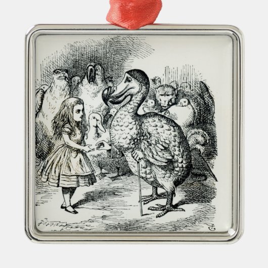 Alice trifft den Dodo Silbernes Ornament (Vorne)