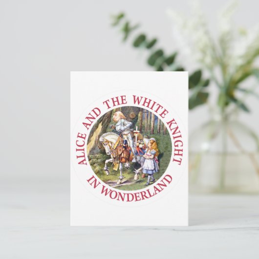 Alice trifft den weißen Ritter im Wunderland Postkarte (Stehend Vorderseite)