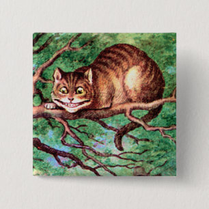 Alice trifft die Cheshire-Katze in Wonderland Button