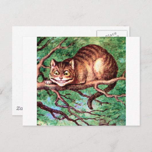 Alice trifft die Cheshire-Katze in Wonderland Postkarte (Vorne/Hinten)