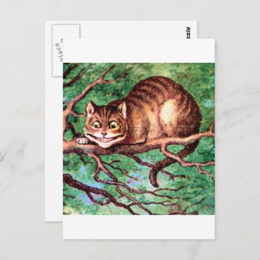 Alice trifft die Cheshire-Katze in Wonderland Postkarte (Vorne/Hinten)