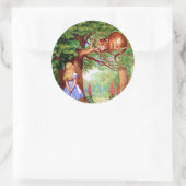 Alice trifft die Cheshire-Katze in Wonderland Runder Aufkleber (Tasche)