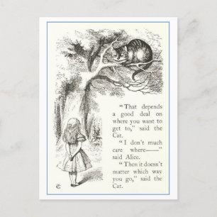 Alice trifft die Cheshire-Katze Vintage-Illustrati Postkarte