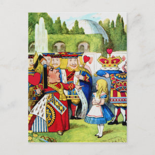 Alice trifft die Herz-Königin in Wonderland Postkarte