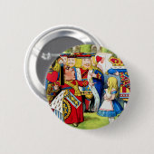 Alice trifft die Königin der Herzen im Märchenland Button (Vorne & Hinten)
