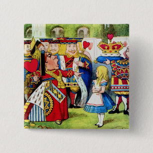 Alice trifft die Königin der Herzen in Wonderland Button