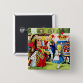 Alice trifft die Königin des Herzens im Wunderland Button (Vorne & Hinten)