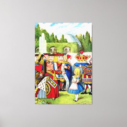 Alice trifft die Königin des Herzens im Wunderland Leinwanddruck (Vorderseite)