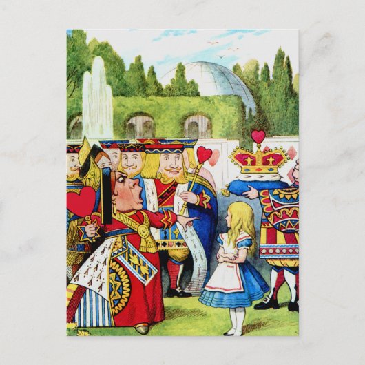 Alice trifft die Königin des Herzens im Wunderland Postkarte (Vorderseite)