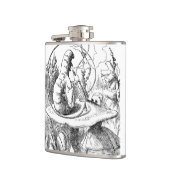 Alice trifft die Raupe - Alicen im Wunderland Flachmann (Links)