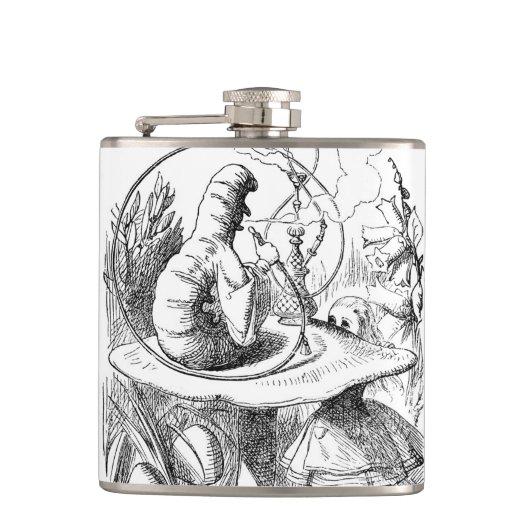 Alice trifft die Raupe - Alicen im Wunderland Flachmann (Vorderseite)