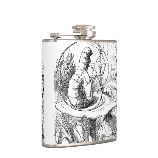 Alice trifft die Raupe - Alicen im Wunderland Flachmann (Rechts)