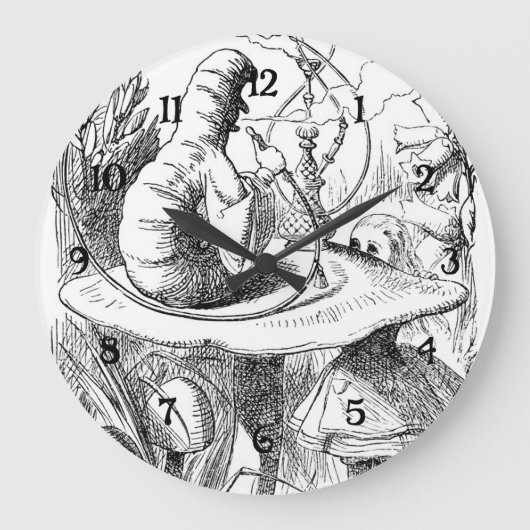 Alice trifft die Raupe - Alicen im Wunderland Große Wanduhr (Vorderseite)