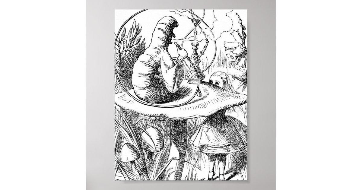 Alice trifft die Raupe Alicen im Wunderland Poster Zazzle.de