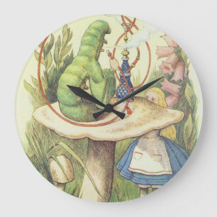 Alice trifft die Raupe Große Wanduhr