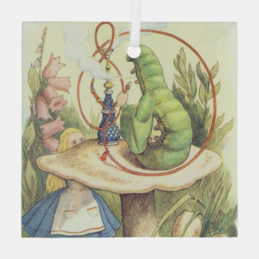 Alice trifft die Raupe Ornament Aus Glas (Rückseite)