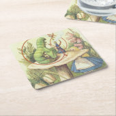 Alice trifft die Raupe Rechteckiger Pappuntersetzer (angewinkelt)