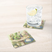 Alice trifft die Raupe Rechteckiger Pappuntersetzer (Vor Ort)