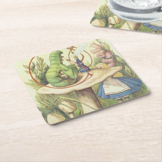 Alice trifft die Raupe Rechteckiger Pappuntersetzer (angewinkelt)