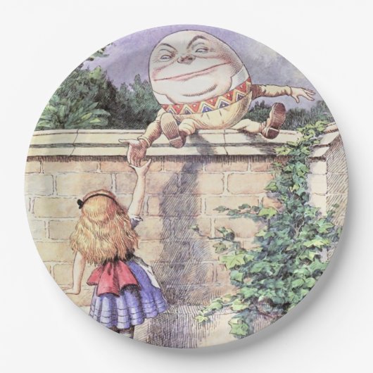Alice trifft Humpty Dumpty Pappteller (Vorderseite)