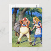 Alice trifft Tweedledee im Wunderland Postkarte (Vorne/Hinten)